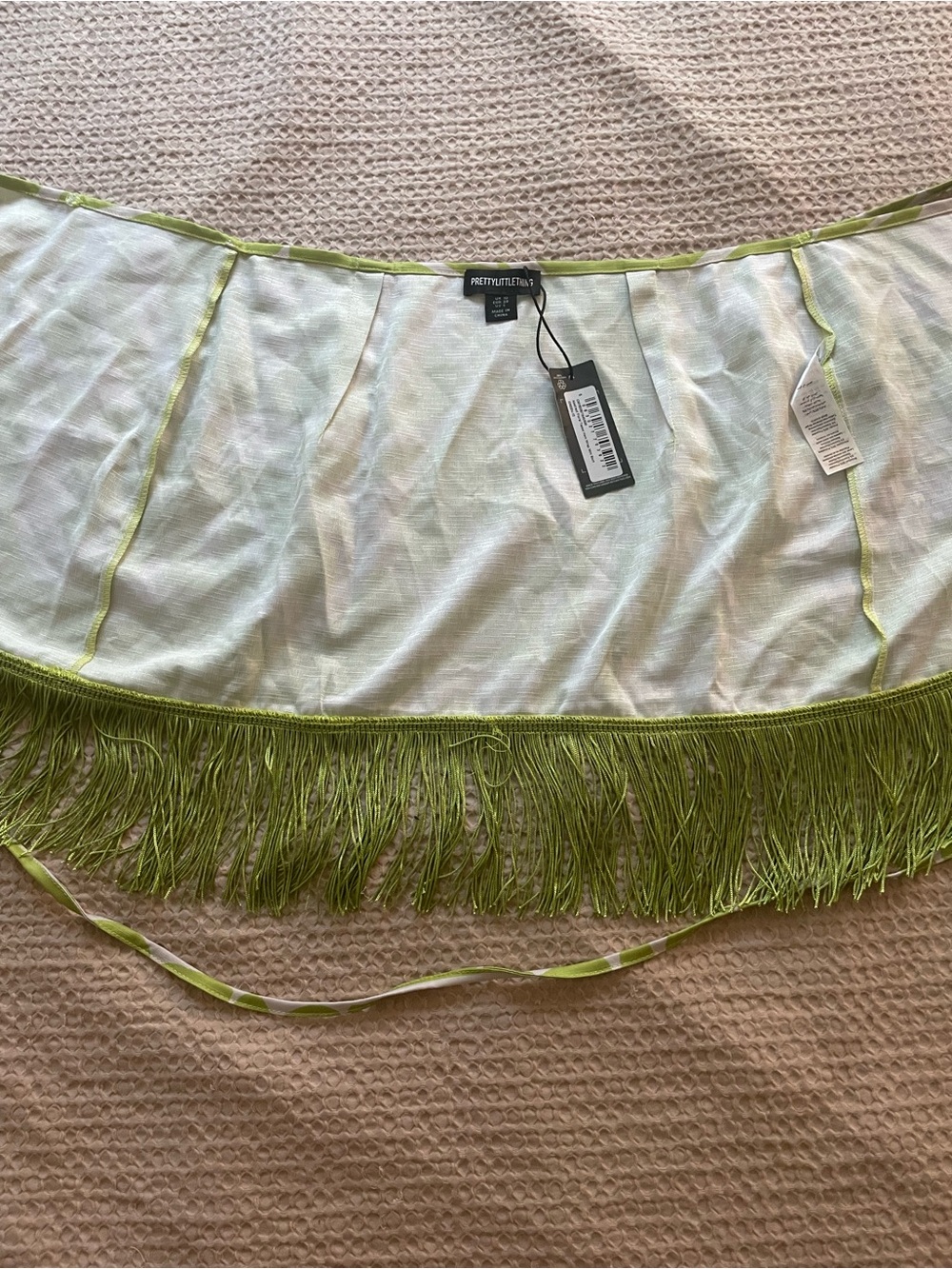 Fringed Lime Print Mini Skirt - Picture 7 of 7